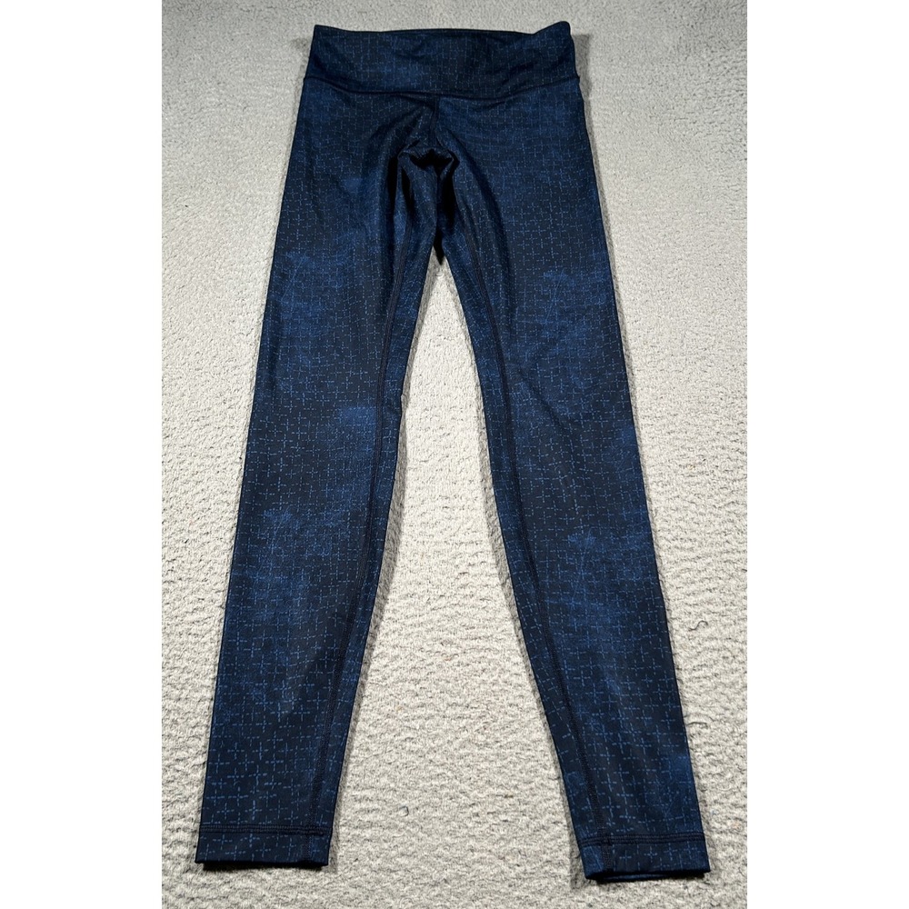 Lululemon Wunder Under Pant Leggings Women 4 Blue Stars Athleisure Yoga Stretch